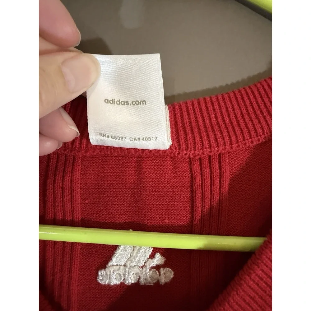 Adidas University of Wisconsin Badgers Men's 2XL Red Knit Sweater Vest Vtg